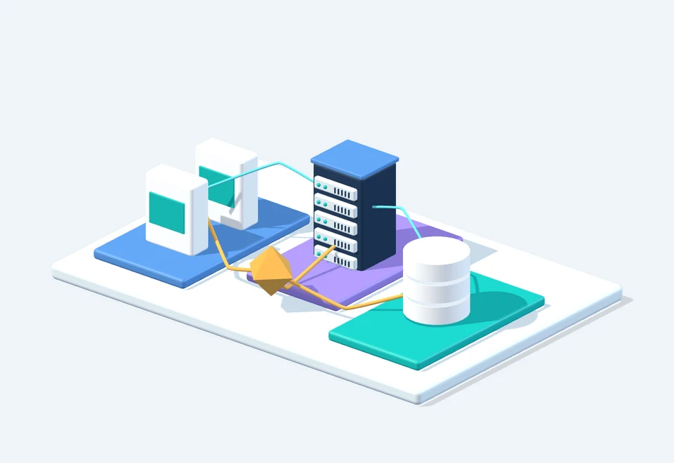 An enterprise landscape with three ownership platforms, connected services, a data store and a decision hub.